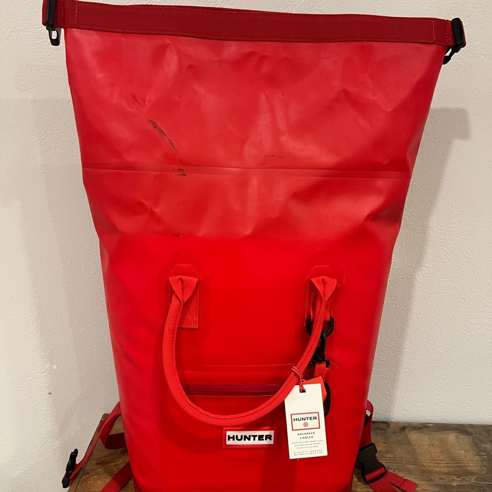 Hunter Red Roll-Top Backpack Waterproof Durable